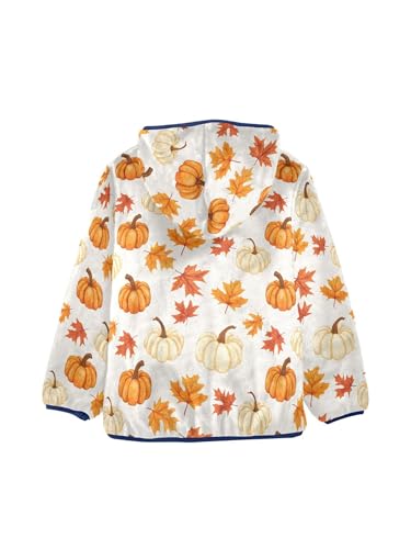 Farm Maple Leaves Pumpkins Girls Fleece Jacket Girls Fall Jacket Boys Coats Zip Up Hoodie Children Outerwear 2-10T2