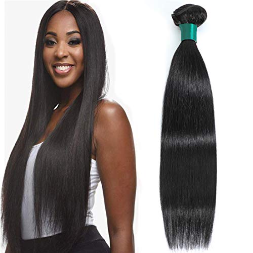 Misoun Brazilian Virgin Human Hair Straight Hair One Bundle 10inch 100% Unprocessed Virgin Straight Human Hair Bundle Extension Weave Weft Natural Black (100+/-5g)/Bundle Can be Dyed