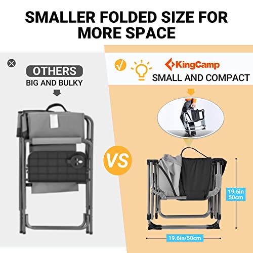 Kingcamp Folding Camping Chairs 2 Pack, Portable Outdoor Directors Chair For Outside With Side Table, Heavy Duty Lawn Chair Sports Chair Mesh Back For Beach Travel Picnic Festival Hiking Backyard #TOP1