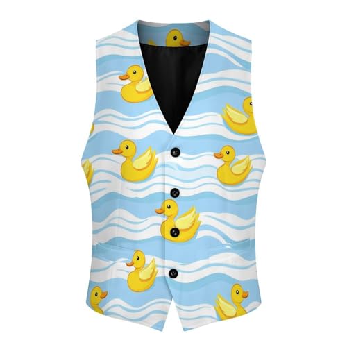 Rubber Duck Men's Suit Vests Business Formal Dress Vest V-Neck Waistcoat for Wedding Casual4