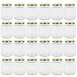 Yishik 9oz 24 Pack Jam Jar with Gold Lids, 270ml Hexagonal Glass Jars Canning Storage Jars for Jelly,Nuts,Spices & Handmade Desserts