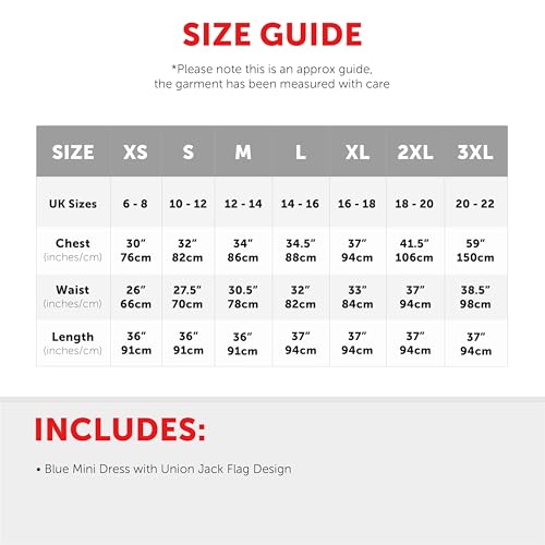 VE Day ladies Union Jack Dress - XXLarge - Red, White and Blue Union Jack Flag Classic Dress - 90s Music Icons, Brit Pop, King's Coronation Fancy Dress