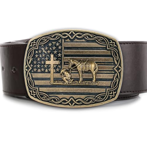Image of Cowboy Belt Buckle for Men Western Cowgirl Rodeo Longhorn Bull Belt Buckles