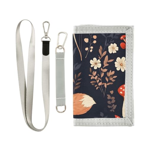 Forest Fantasy Durable Nylon Fabric Wallet for Boys and Girls - Multi-Functional with 2 Clear Pockets, Zipper Coin Compartment, 3 Card Slots & Keyring