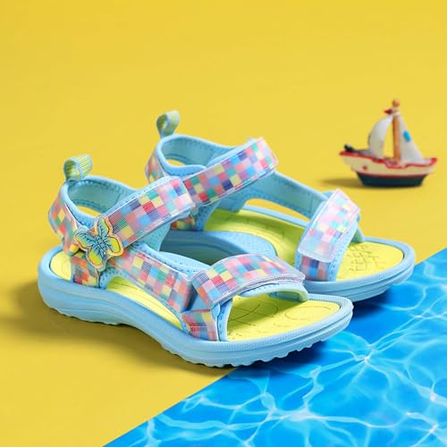 Girls Sandals Kids Summer Outdoor Sports Sandals Ajustable Double Straps Open-Toe Athletic Lightweight Beach Sandals4