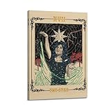 1 ZNHSzzQ Card The Star, figure avec étoiles et rivière, poster rétro peint à pois sur toile pour salon, chambre à coucher, 30 x 45 cm, style cadre