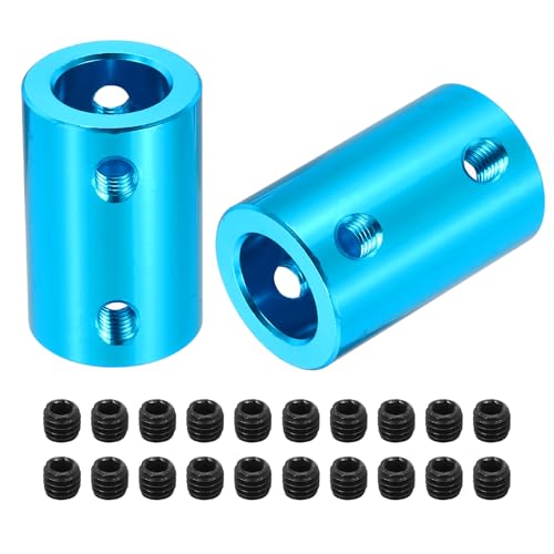 MECCANIXITY - MECCANIXITY Rigid Screw Coupling 10mm to 10mm Shaft Coupler Connector L25mm x D16mm Aluminum Alloy Joint Connector Set for 3D Printers DIY Encoder with 20 Screws, Blue, 5Pack