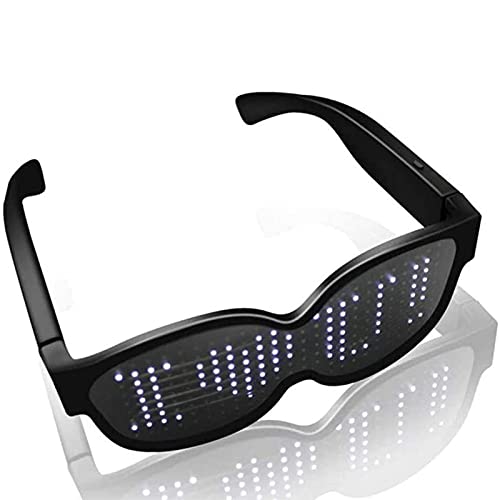 SUNSEATON LED Party Glasses, Fancy LED Light up Glasses with 8 Modes Quick Flash, Rechargeable and Work for 10 Hours, for Nightclubs, DJ, Concert, Halloween, Birthday Parties