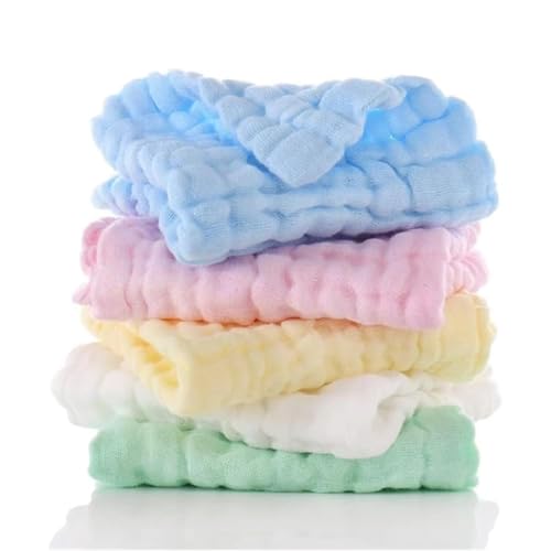 Image of Little Boo Muslin Cotton Face Towels for New Born Baby Extra Soft Hankies Reusable Napkins for Infants Toddlers Baby Care Soft & Absorbent - Pack of 5 (Multicolour)