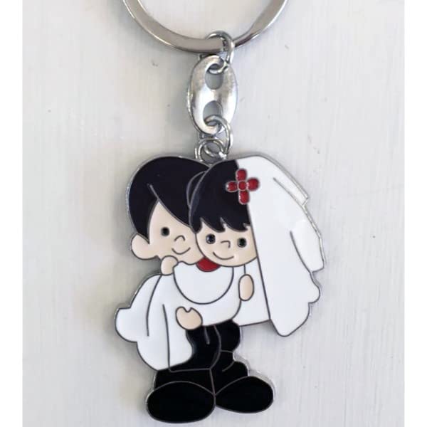 12 Keychain Padre Padre Sugared Almonds Boda Boda Promisados Cónyuges En Oferta 12 Portachiavi Segnaposto Bomboniere Confetti Wedding Matrimonio Promessa Sposi