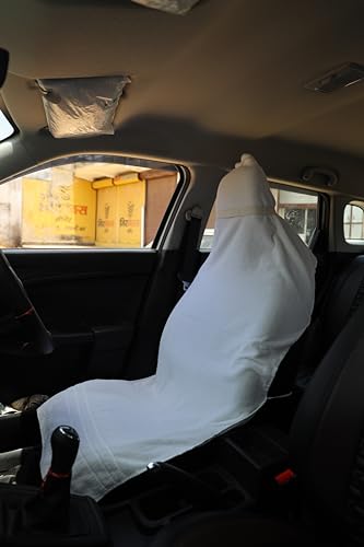 Image of ROMAN HOME 100% Superfine Cotton Solid Large Luxury Office Chair Towel with Tie Knot 450 GSM - (Pack of 1) Original Product AS PER Picture Shown (1, car White, Medium)