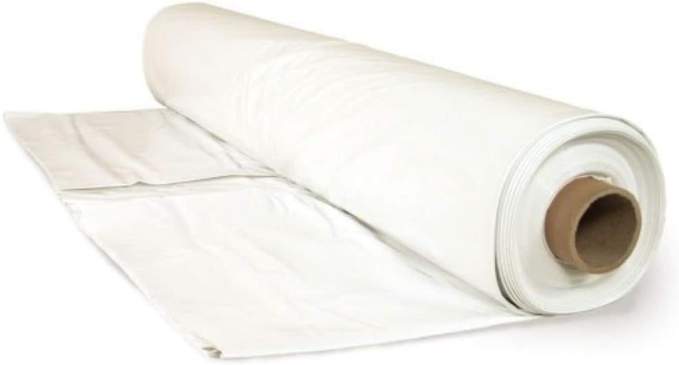 VBS - White Plastic Sheeting - 7 mil - Thick Plastic Sheeting, Heavy Duty Polyethylene Film, Drop Cloth Vapor Barrier Covering for Crawl Space, White Boat Wrap (20' x 180')