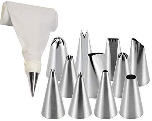 Cake Decorating Set with 12 Steel Nozzles, Reusable Piping Bags, Icing Tips-image-37