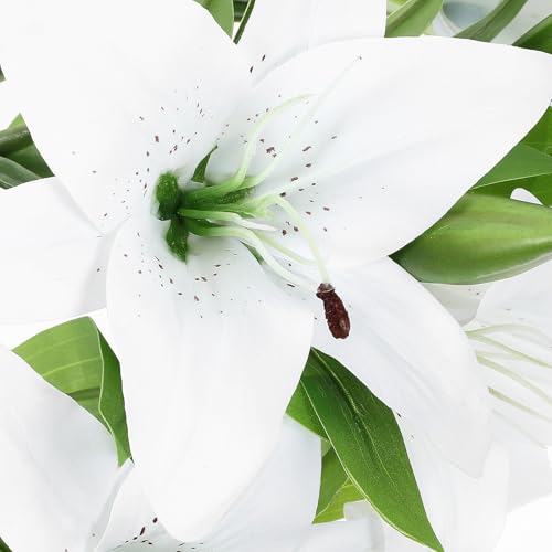 Lys artificiels blancs sans entretien bouquet fleurs de simulation solide - 3