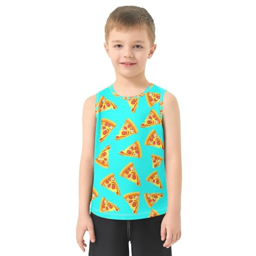 J JOYSAY Pepperoni Pizza Slice Turquoise Boys Tank Top Sleeveless Muscle Shirts Quick Dry Kids T-Shirts 3-15T2