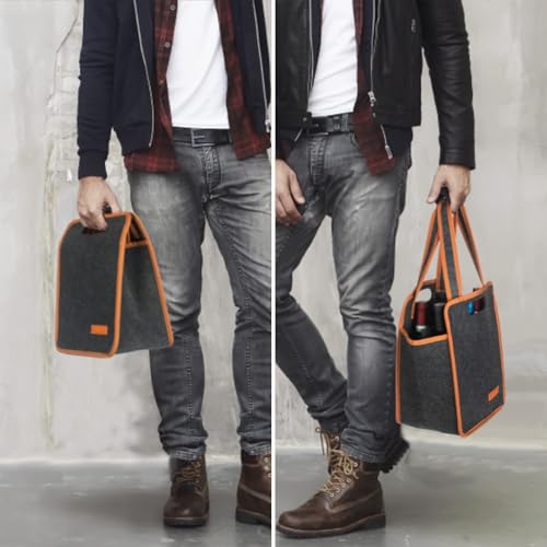 image for Foyego 2 Pack 6 Bottle Wine Tote Bag, Insulated Thermal Padded Wine Ca