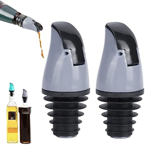 Ausgießer Flasche Ölausgießer für olivenöl, 2 Stück Öl Weinausgießer, Flaschenausgießer mit Klappe für Spirituosen, Wein, Drinks und Essig, aus Silikon und ABS Cover