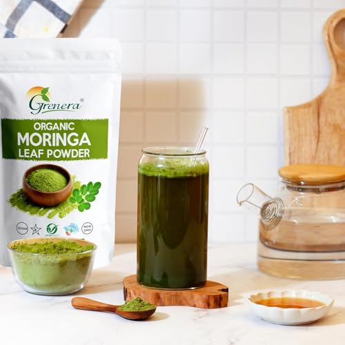 Image of Grenera Organic Moringa Leaf Powder 500 gram, Organically Grown Powdered Moringa Leaves, Tested for Heavy Metals | Chemical Free | Lab - Tested | Natural Plant-Based Superfood | Rich in Nutrients
