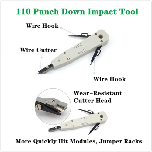 Gaobige Network Tool Kit for Cat5 Cat5e Cat6, 11 in 1 Portable Ethernet Cable Crimper Kit with a Ethernet Crimping Tool, 8p8c 6p6c Connectors rj45 rj11 Cat5 Cat6 Cable Tester, 110 Punch Down Tool