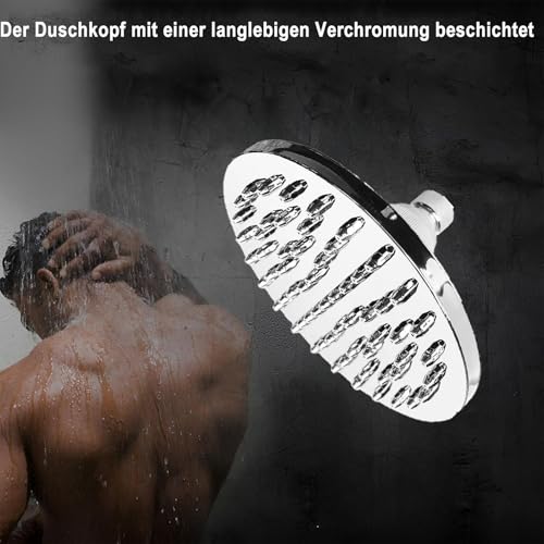 Losxuido Regendusche Set 360° Einstellbar ABS Duschkopf Regenbrause Verstellbarer Kopfbrause Rund Regendusche mit Duschkopf Verlängerung 2 Stk Gewindedichtband (6 in)