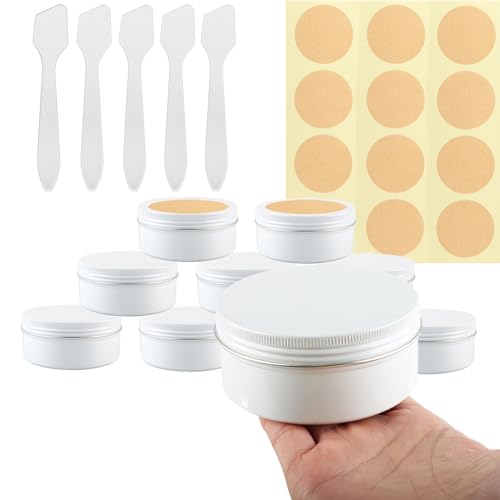 PQPAUTY 100 Stück 150ml Aluminium Dose mit Schraubdeckel Weiß 83mm x 38mm Leer Runde Aludose Alu Tiegel Schraubdose Cremedose Kosmetikdose für Salben Kerzen DIY Aufbewahrung