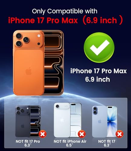 Image of DIZORO Magnetic Case for (iPhone 17 Pro Max) Case [Compatible with MagSafe][Built-in Camera Lens Protector] Slim Bumper Shockproof Metallic Luster Back Cover Phone Case - Cosmic Orange