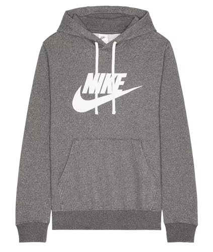Nike Men's Club Fleece Pullover Hoodie (Charcoal Heather White, 2XL)