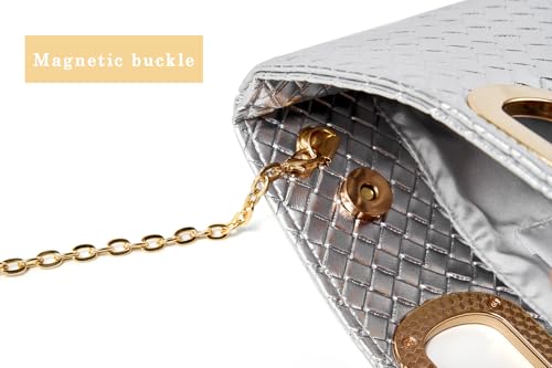 Image of Women's Woven Evening Bag Casual Leather Shoulder Handbag Fashion Clutch Purse