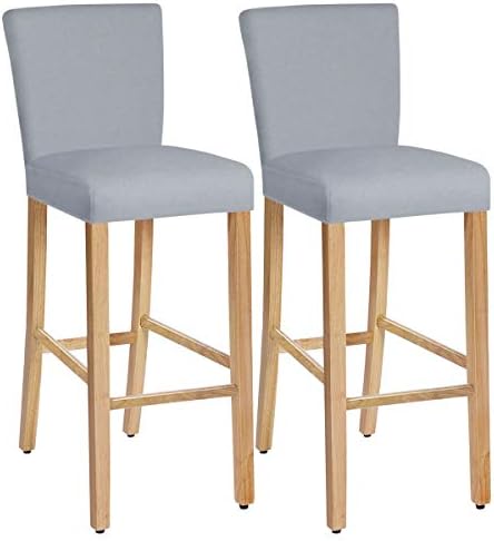 SHILV. HOME Stretch Removable Washable Dining Room Chair Covers,Bar Stool Covers,Barstool Chair Slipcovers Pub Counter Seat Cover (Light Grey,Set of 2)