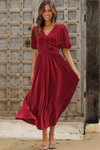 Image of Sissyaki Velvet Maxi Dress Fall Wedding Guest Dress 2026 | Semi Formal to Formal Events, Family Pictures, Holiday Party Dinner Dress