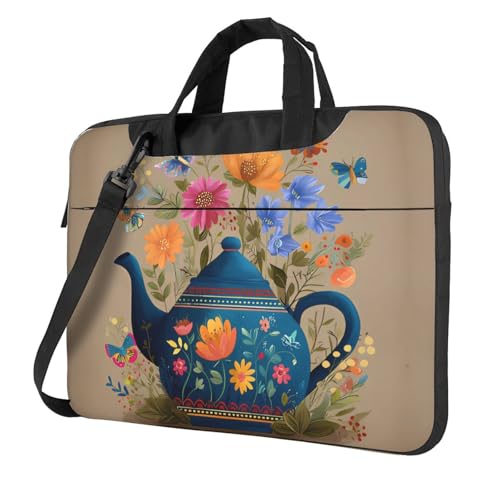 Bolso para portátil azul floral 13 pulgadas impermeable miniatura 1