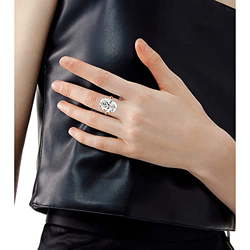 Linawe Cubic Zirconia Imitation Diamond Moissanite Rings for Women, 14K Gold/Rose Gold/Silver Adjustable Chunky Ring, Costume Rhinestone Jewelry for Wedding Engagement4