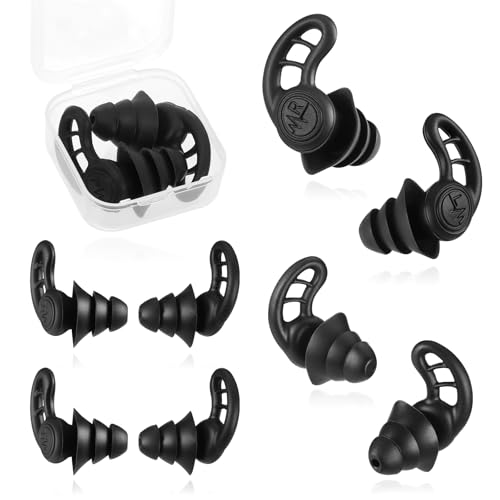 Yimomoyi 4 Par Tapones Oidos Ruido Dormir, Tapones Oidos Reducción 38db de Ruido Protección Auditiva Reutilizable de Silicona, Musicos, Avion, Estudiar, Trabajo, Dormir