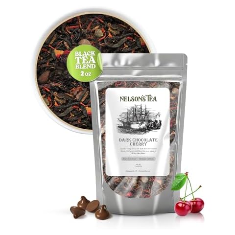 Nelson's Tea Dark Chocolate Cherry - Rich blend of Pu-erh Black Tea, Chocolate Chips, Wild Cherry Bark, Dried Cherries Herbal Loose Leaf Tea- 2oz Cover
