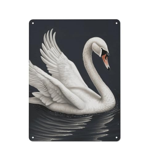 Affiche cygne blanc en métal pour décoration de salon et bar