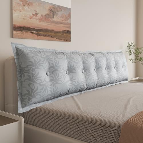 WOWMAX Headboard Pillow Twin XL Dorm Bolster Reading Pillow for Bed, Silver
