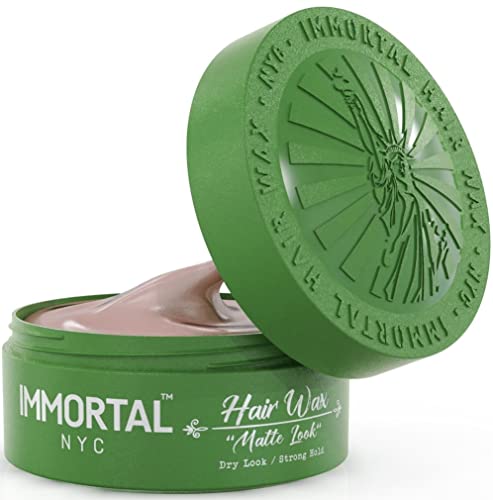 Immortal Nyc Hair Waxes For Men - Matte Look Strong Hold, Dry No Shine Wax - Mens Water Based, No Residue Non-Greasy Hair Paste - All Natural Styling Wax For All Hair Types #TOP21
