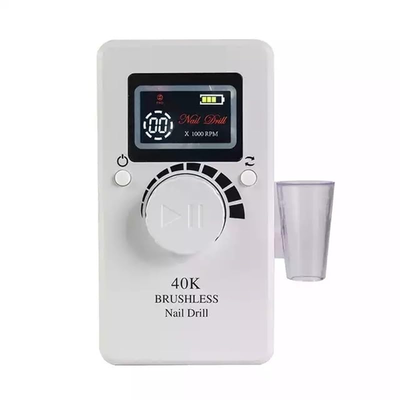 Lima Electrica Uñas, Máquina Eléctrica De Manicura Y Pedicura Con Pantalla 2LCD, 80W, 40000rpm, Motor Sin Escobillas Inalámbrico, Equipo Taladro For