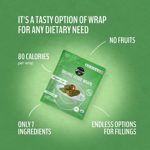 Wrawp Organic Mini Veggie Wraps - Veggie Life (3 Pack) Shelf Stable, All Natural, Gluten Free, Paleo, Raw Vegan. Perfect For Wraps, Flat Bread, Snack, Chips #TOP3