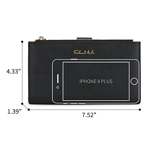 Image of FALAN MULE Wallets for Women Trifold Wristlet Wallets Large Capacity RFID Blocking Ladies Purse Credit Card Holder