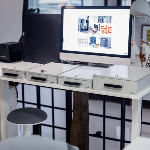 HMF 1413-07 Abschließbare Dokumentenkassette mit Zahlenschloss | DIN A4 | Lichtgrau