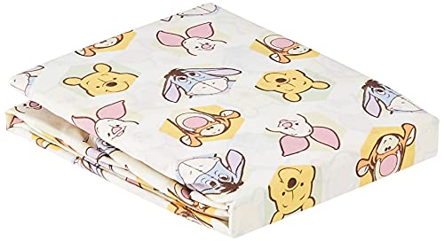 Image of Disney Winnie the Peeking Pooh 100% Cotton Fitted Crib Sheet, Yellow/Blue/Green