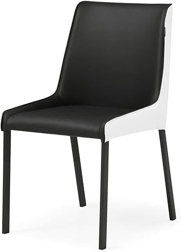 Miniatura 6 de ZURI Helena - Silla de comedor de cuero sintético blanco y negro con patas revestidas en polvo negro