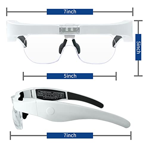 Nzqxjxz Magnifying Glasses With Led Lights, Headband Magnifier With 4 Detachable Lenses 1.5X,2.5X,3.5X,5X -Rechargeable Hands Free Lighted Head Magnifier Glass For Crafts,Cross Stitch,Hobby (White) #TOP6