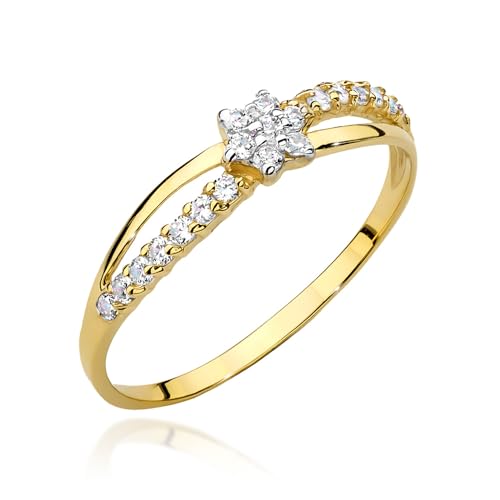 Bague en or 14 carats MARKO avec fleurs et pierres blanches pour femme