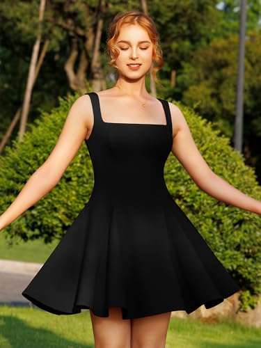 DAAWENXI Women's Sexy Sleeveless Square Neck Mini Dress Bodycon Party Club Tank Short Dresses2