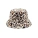 HUANG Cappello da Pescatore con Stampa Leopardata Pelliccia Sintetica Peluche Berretto da Pescatore di Lana soffice Morbido Inverno Caldo Cappelli a Cloche da Pesca retrò Regali per Le Donne Ragazze