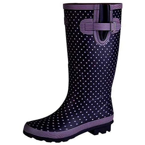 StormWells W404M-6 Navy Mauve Polka Dot Wellies Cover
