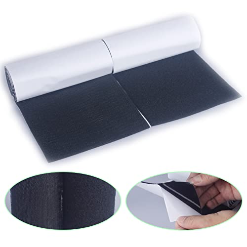 HUAYY 6 Inches Width 1 Yards Length | self-Adhesive Hook and Loop Style Sheets | Super Sticky Glue Nylon Patch | Strips | Patch | Fastener Black (6in x 1yd)