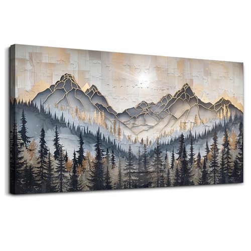 PHAOHUAXM Large Canvas Wall Decor For Bedroom Large Wall Art For Living Room Dining Room Modern Office Abstract Ink-Wash Landscape Mountain Wall Pictures Artworks Home Decor Ready To Hang 30"X60"